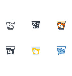 Whiskey Glass Icons With Different Styles Glass