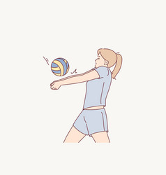 Woman In Uniform Play Volleyball