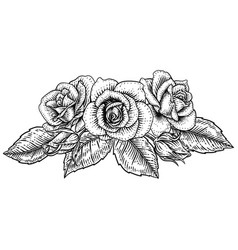 A Rose Flower Design In Woodcut Vintage Retro