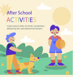 Flat After School Activities Posts Set