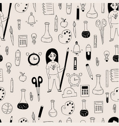 Seamless Pattern Back To School Cute Girl