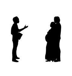 Silhouettes Doctor And Young Couple Expecting