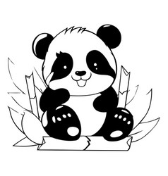 Cute Panda Sitting On A Bamboo Board