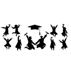 Icons Jumping Silhouettes Graduates Student