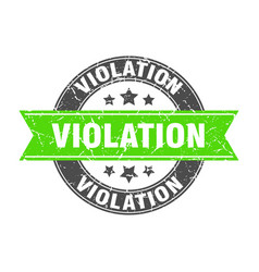 Violation Round Stamp With Ribbon Label Sign