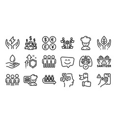 Cooking Chef Water Care And Queue Line Icons Set