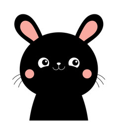 Cute Black Bunny Rabbit Hare Silhouette Icon Pink