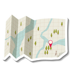 Folded Paper Map With Red Pin