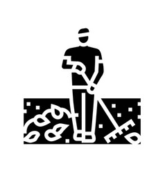 Raking Leaves Autumn Season Glyph Icon