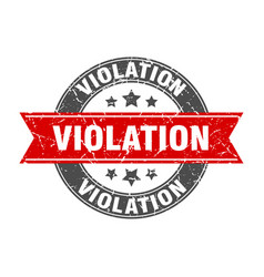 Violation Round Stamp With Ribbon Label Sign