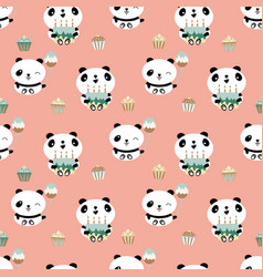 Kawaii Panda Happy Birthday Seamless