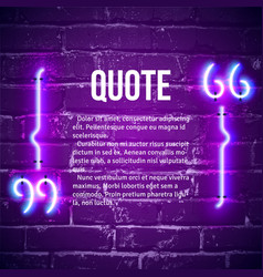 Retro Neon Glowing Quote Marks Frame On The Wall