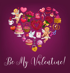 Be My Valentine Love Message Quote In Flower Heart