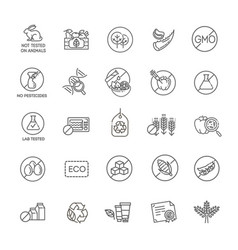 Natural Food Flat Line Icons Set Thin Signs