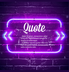 Retro Neon Glowing Quote Marks Frame On The Wall