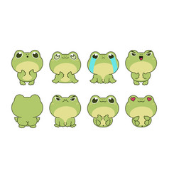 Set Of Kawaii Isolated Frog Collection