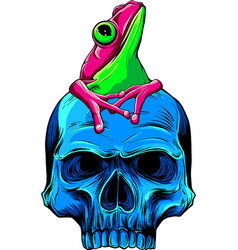 Skull With Frog On White