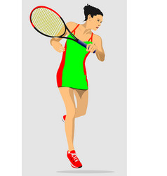 Woman Left Hand Tennis Player Colored 3d