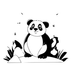 Cute Panda Bear In The Park Cartoon