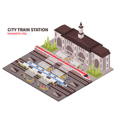 Isometric Train Station Composition