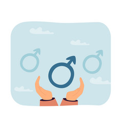 Male Gender Symbol In Caring Hands Flat