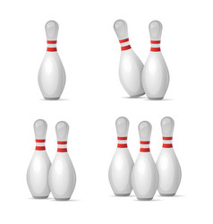 Bowling Pin Icons Set On White Background