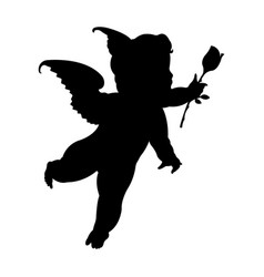 Cupid Silhouette With Rose