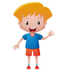 Boy in red waving hand Royalty Free Vector Image