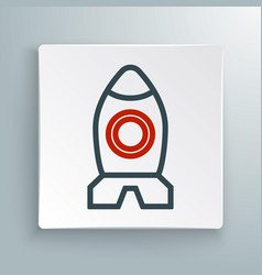 Line Rocket Ship Toy Icon Isolated On White