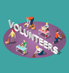 Animals Volunteers Isometric Composition