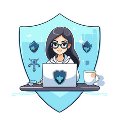 A Girl In Glasses Working On Laptop At Home