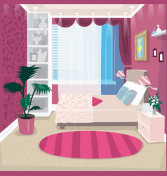 Empty Pink Children Room For Girl