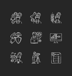 Industrial Production Worker Chalk White Icons