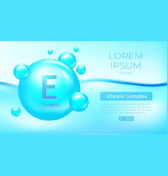 Vitamin E Banner In 3d Style Blue Pill Capsule