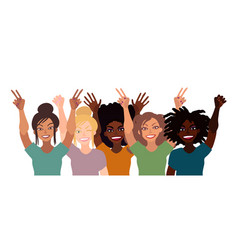 Group Of Happy Smiling Women Different Race