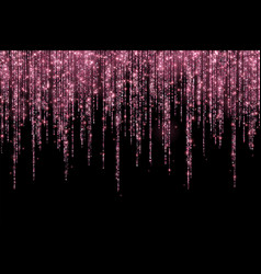 Hot Pink Glitter Long Garland On Black Background