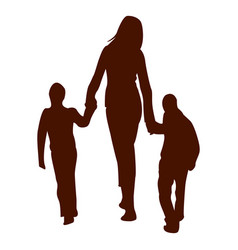 Mom Walking With Two Child