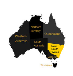 New South Wales Map Australian Silhouette