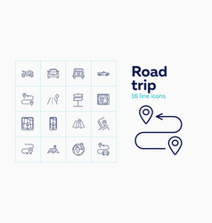 Road Trip Line Icon Set