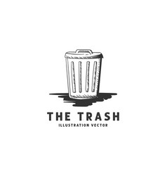 Vintage Retro Metal Trash Bin Icon