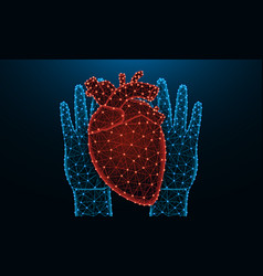 Hands And Human Heart Low Poly Design Human Organ