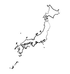 Hand Drawn Lined Japan Simple Map Drawing