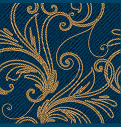 Luxury Gold String Floral 3d Seamless Pattern