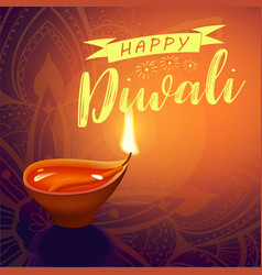 Post Card For Diwali Festival With Realistic