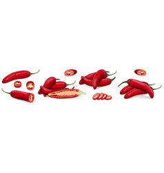 Set Of Red Serrano Chile Peppers