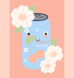 Soda Can Cartoon Drink Character Cherry Bloom