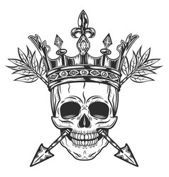 Skull With Crown And Arrows King