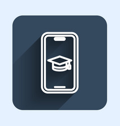 White Line Graduation Cap On Screen Smartphone