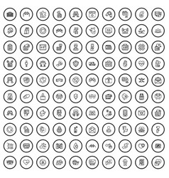 100 Heart Icons Set Outline Style