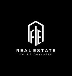 Letter Fe Logo For Real Estate With Hexagon Icon